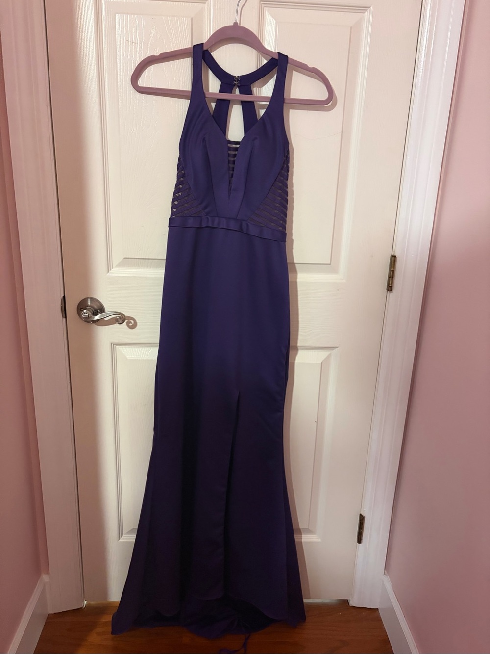 Elegant Purple Halter Evening Gown